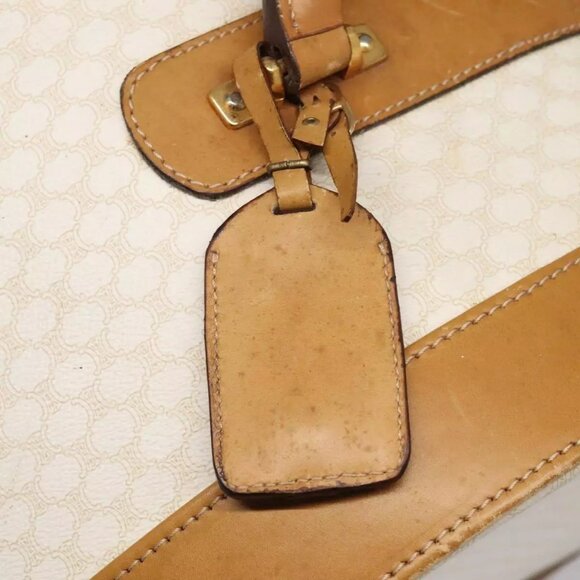 CELINE Macadam Canvas Hat Case Trunk PVC Leather White Authentic - Picture 9 of 16